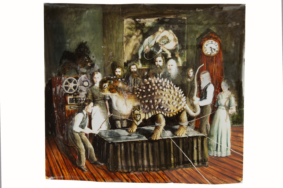 Lazarus, 2014, Öl und Haare auf Papier, 132cm x 150cm