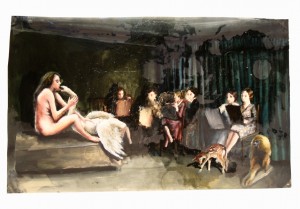 Leda, 2013, Öl auf Papier, 46cm x 76cm