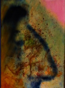 Jörg Herold Die Nase, 2014, Fotografie digital bearbeitet, Plotterdruck auf Leinwand kaschiert, Beizebad, Beize, Acryl, 60cm x 84cm