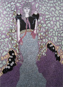 Feridun Zaimoglu, Clarissas Zeugen, 2014, Tusche, Acryl (Stift und Farbe), 30cm x 42cm