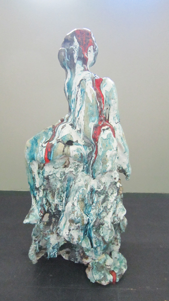 Sitzer, 2014, Keramik, Aluminium, Glas, Oxyde, glasiert, 20 cm x 36 cm x 76 cm