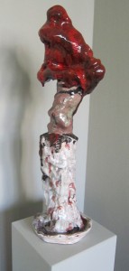 Rotkopf, 2014, Keramik glasiert, 22 cm x 22 cm x 81 cm