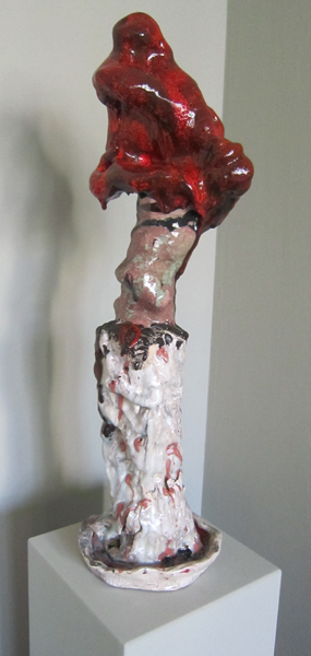 Rotkopf, 2014, Keramik glasiert, 22 cm x 22 cm x 81 cm