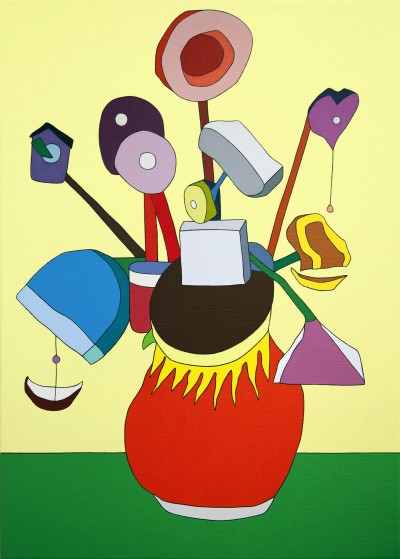 Wouter van Riessen, Fünfzehn Sonnenblumen in einer Vase XIV, 2014 Acryl auf Leinwand, 54cm x 75cm