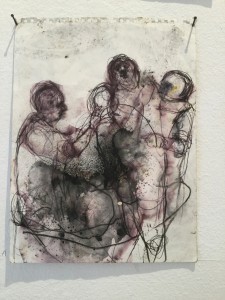 Michele Bubacco, o.T., 2013, Pastell, Bleistift, dreckiges Öl, Spray, 23,5cm x 31,5cm