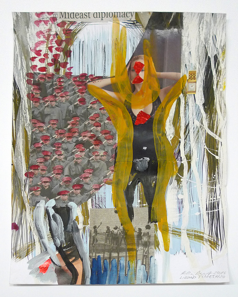 Hella Berent, Liquid Times #20, 2016, Collage, mixed media, 16 x 31cm