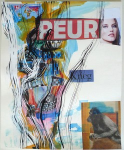 Hella Berent, Peur, 2016, Collage, mixed media, 29 x 35 cm