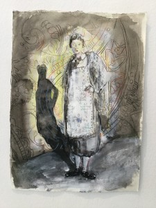 Simone Lucas, Apronqueen, 2016, 30 x 42cm, Mischtechnik auf Bütten