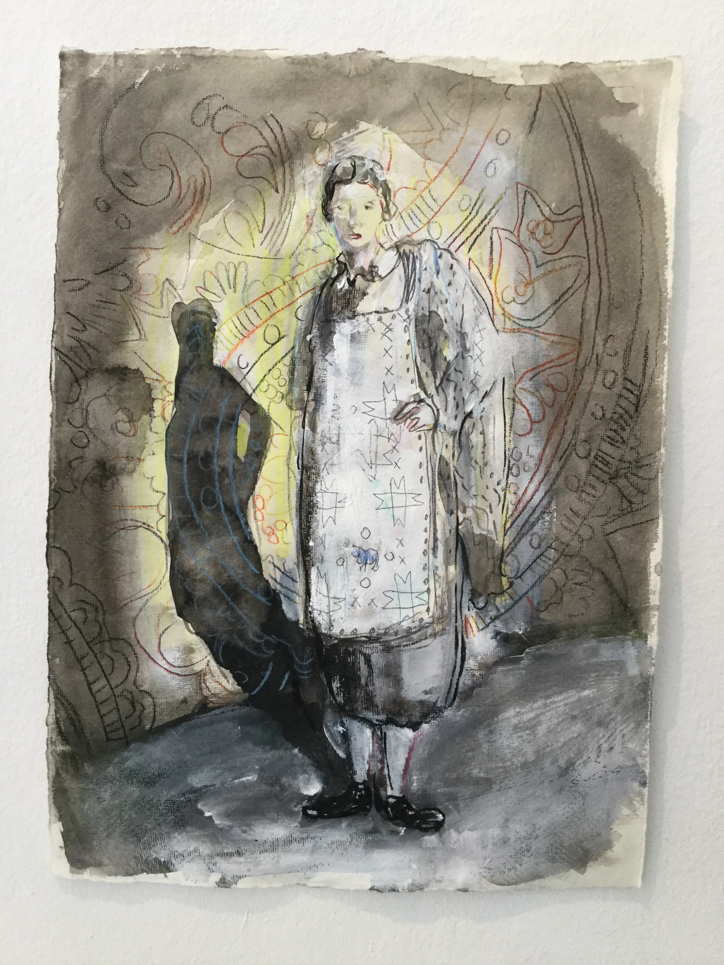 Simone Lucas, Apronqueen, 2016, 30 x 42cm, Mischtechnik auf Bütten