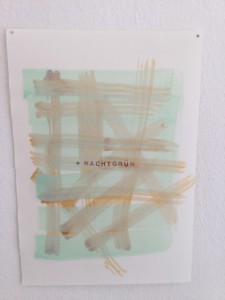 Bärbel Messmann, + Nachtgrün, 2016, 32 cm x 22,5 cm, Ölfarbe, Schellack, Stempelfarbe auf Papier