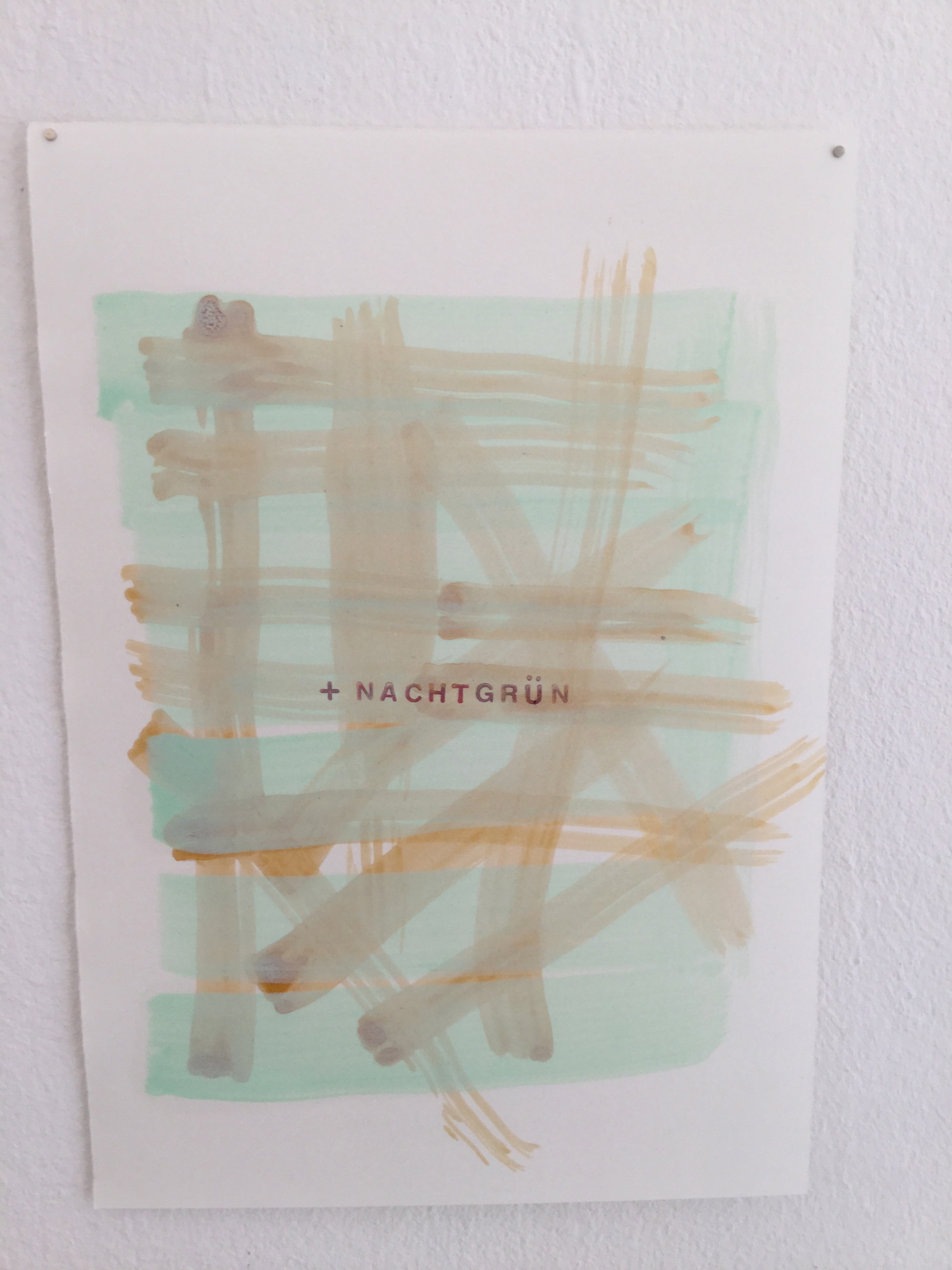 Bärbel Messmann, + Nachtgrün, 2016, 32 cm x 22,5 cm, Ölfarbe, Schellack, Stempelfarbe auf Papier