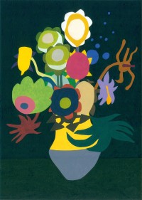 Fünfzehn Sonnenblumen in einer Vase p VI, 2016, Acryl auf Papier, 47 x 34 cm