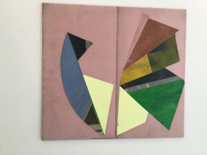 Heilig, 2014, Öl, Lack, Bitumen, PVC, Löschperlen auf Stoff, 89 x 97 cm