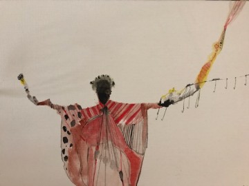 George Raftopoulos, Queen of Coryra, watercolour on canvas, 12x20cm