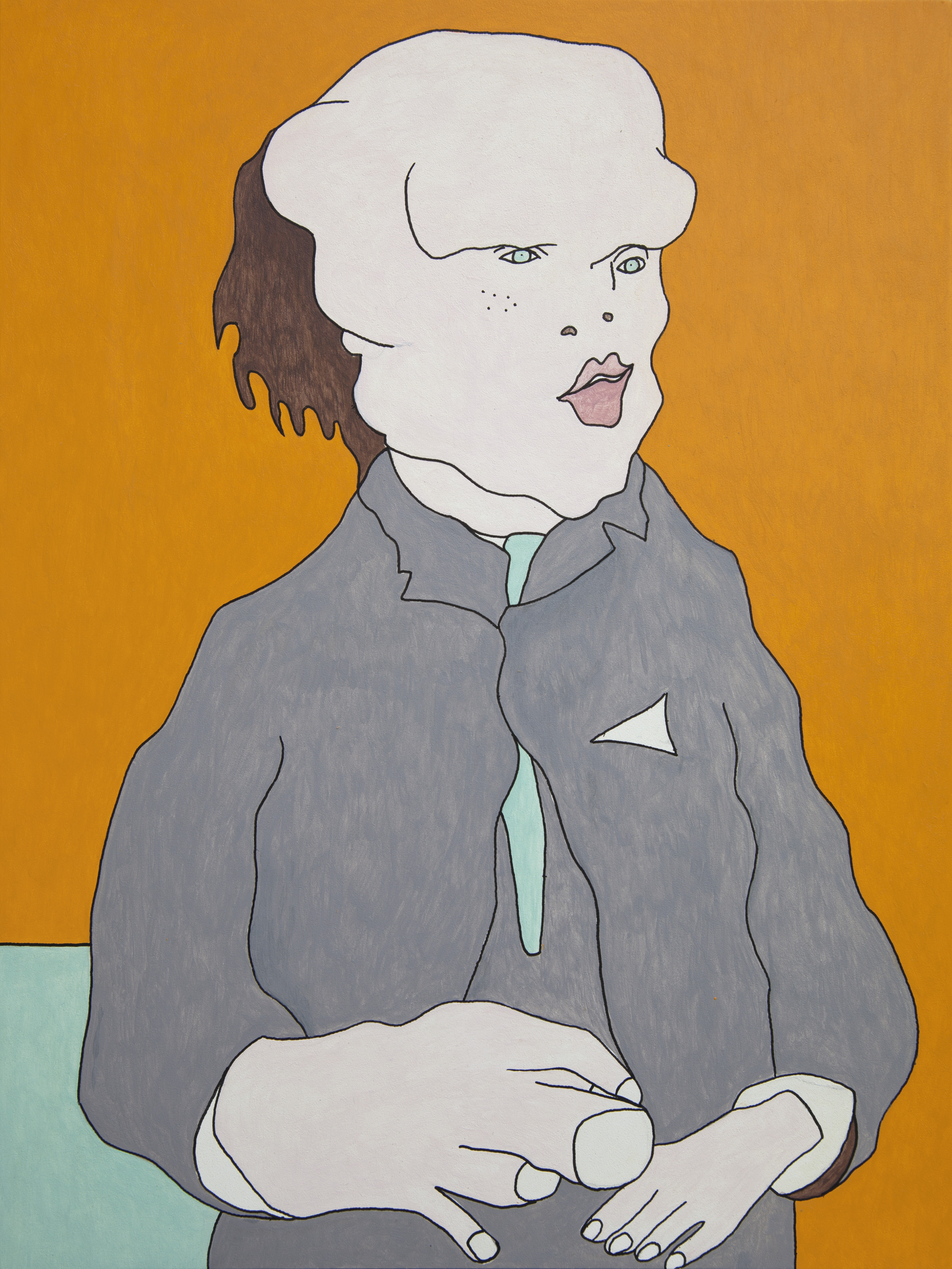 Wouter van Riessen, Joseph Merrick als junger Mann II, 2017, Acryl auf Holz,30x40cm