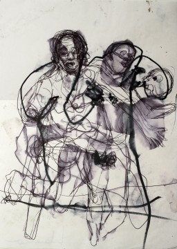 Michele Bubacco, Untitled, 2009:2015, paper, dirty oil, pastel spray, pencil, 41x41cm