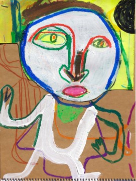 Manu Baeyens, Zandbak Man, 2013, mixed media auf Papier, 24,2x37,7cm