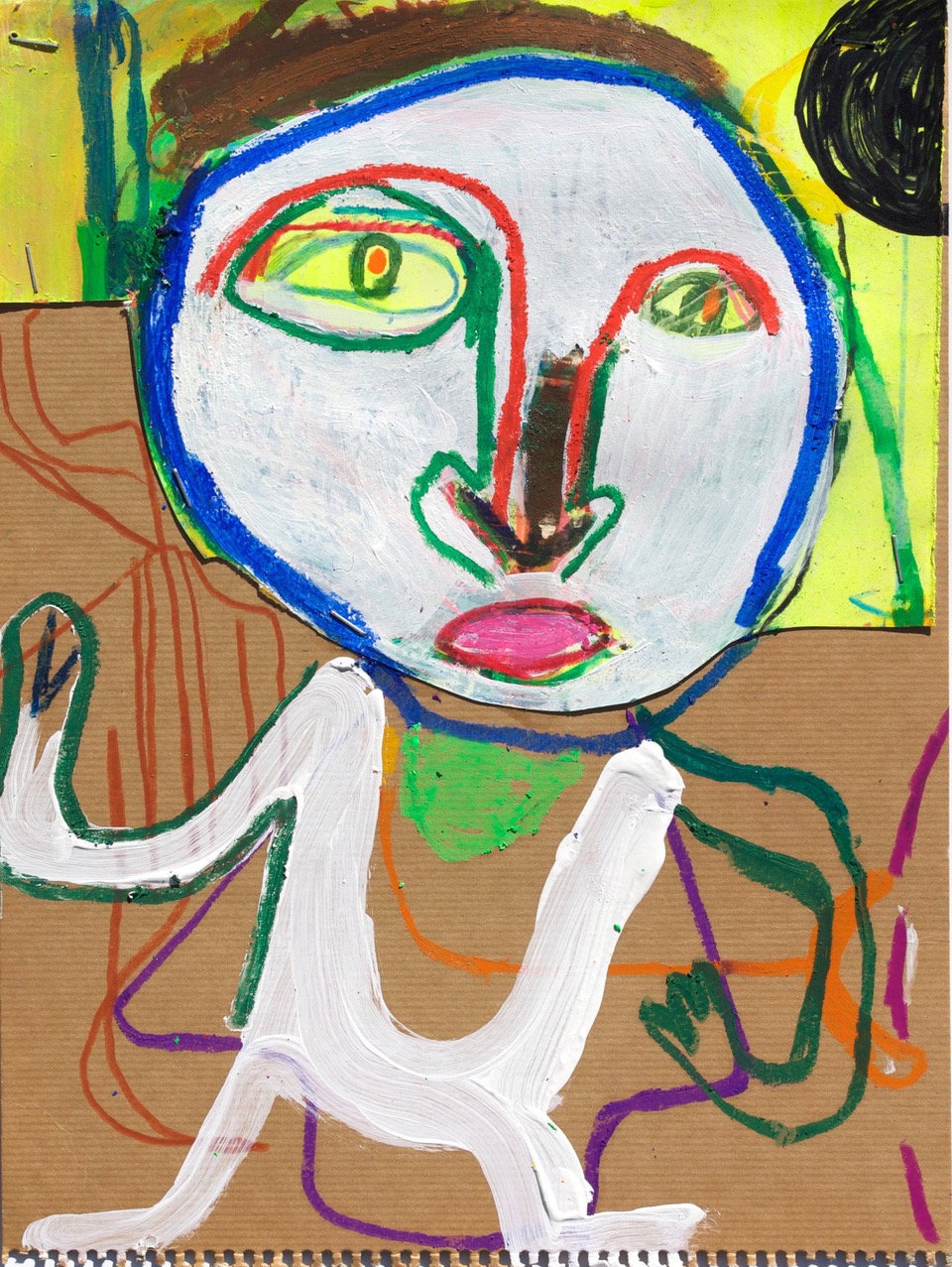 Manu Baeyens, Zandbak Man, 2013, mixed media auf Papier, 24,2x37,7cm