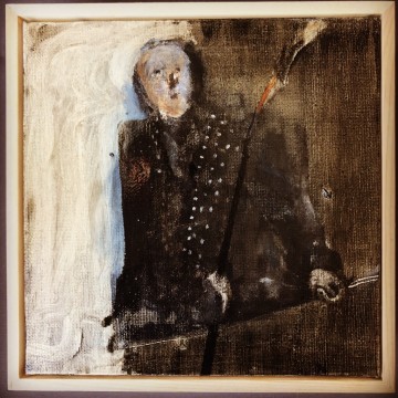 George Raftopoulos, The Maestro, 2017, mixed media auf Leinwand,12x12cm