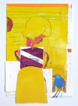 Manu Baeyens, Dichter dan snavel, 2014, mixed media auf Papier, 29,8x 44,8cm