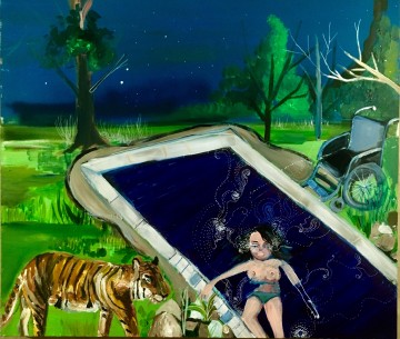 Lunedì/ Montag, 2017, Acryl, Spray, Lack auf Leinwand, 60x70cm