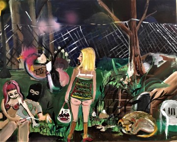 Periferia/Vorstadt, 2017, Acryl, Lack, Spray auf Leinwand, 55x70cm