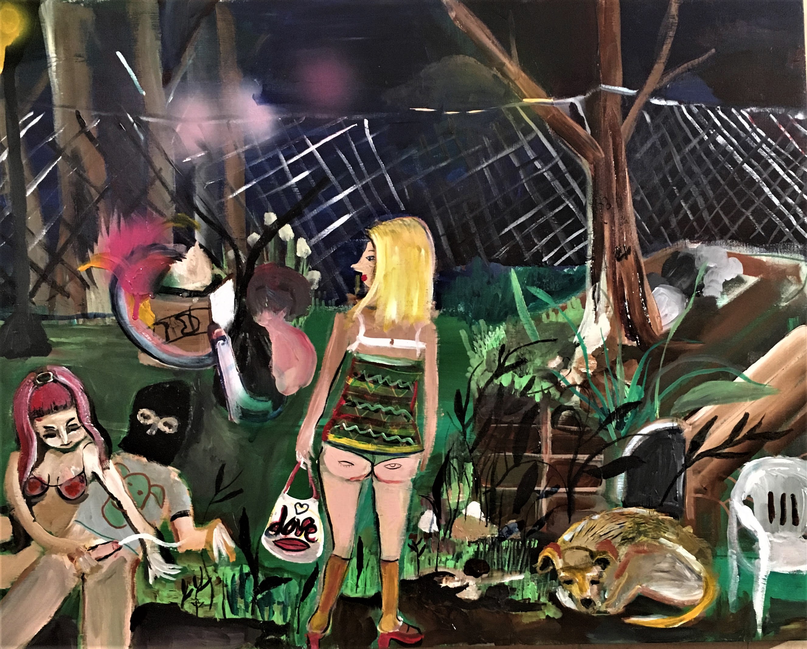 Periferia/Vorstadt, 2017, Acryl, Lack, Spray auf Leinwand, 55x70cm