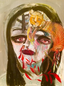 Aus der Serie Lalangue, 2017, mixed media auf Papier, 20x30cm