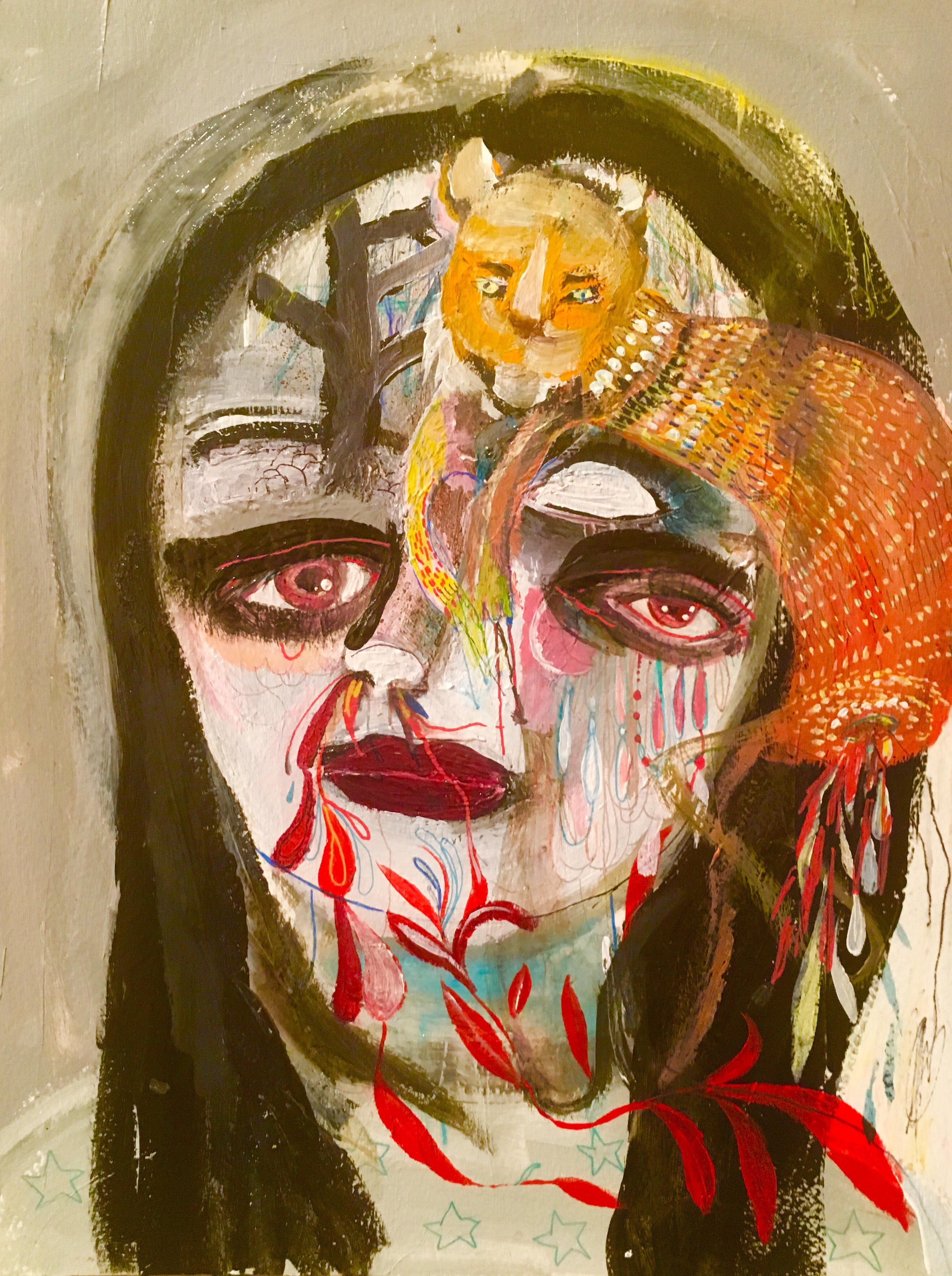 Aus der Serie Lalangue, 2017, mixed media auf Papier, 20x30cm