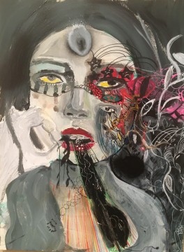 Aus der Serie Lalangue, 2017, mixed media auf Papier, 20x30cm