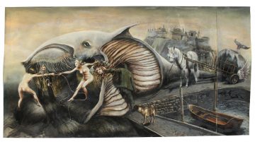 Andromeda und Kassiopeia, 2018, 150 x 283 cm, 2 tlg., O_l auf Papier