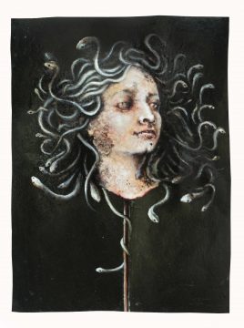 Kopf der Gorgo, 2018, 62 x 48 cm, O_l auf Papier