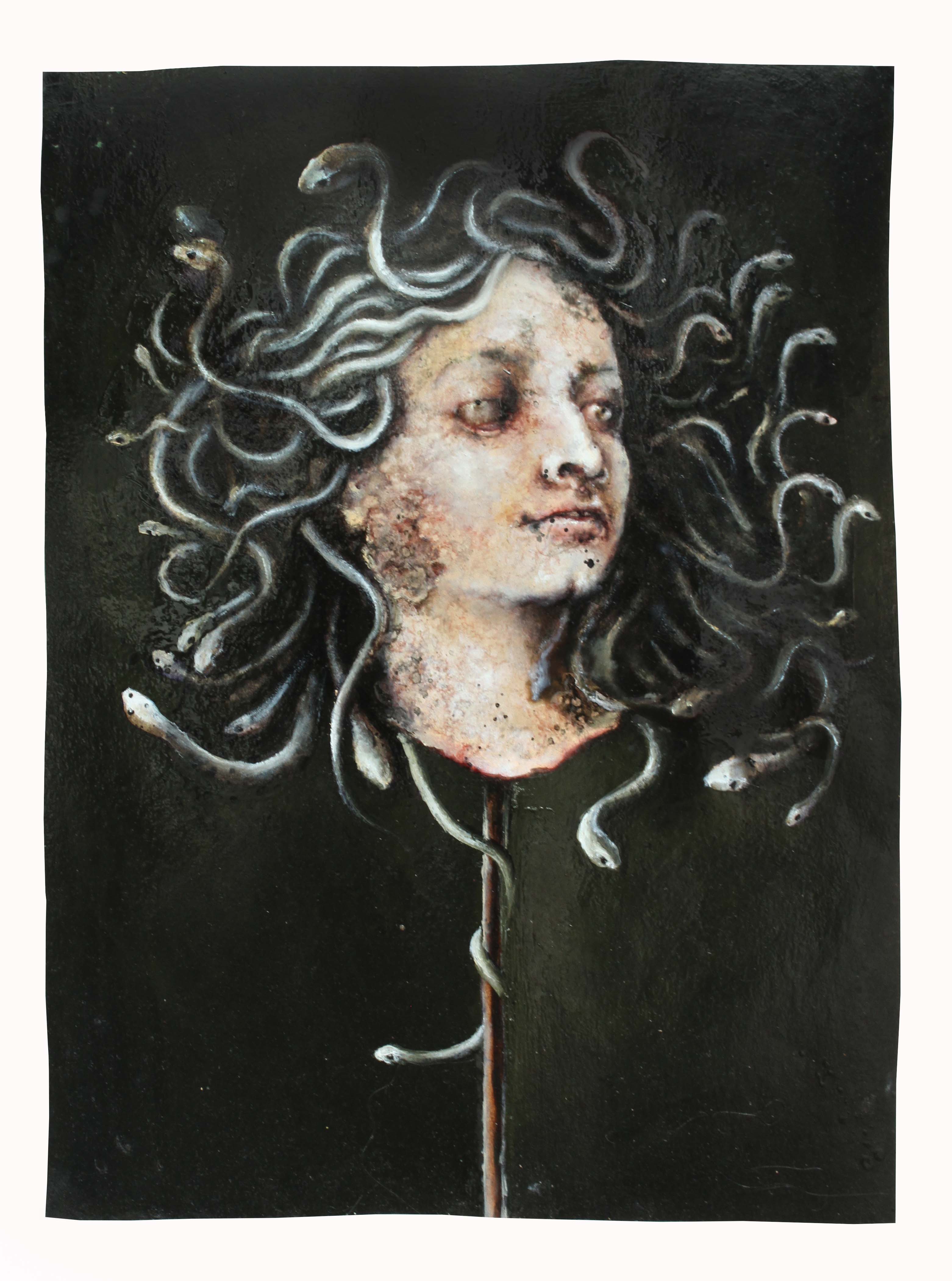 Kopf der Gorgo, 2018, 62 x 48 cm, O_l auf Papier