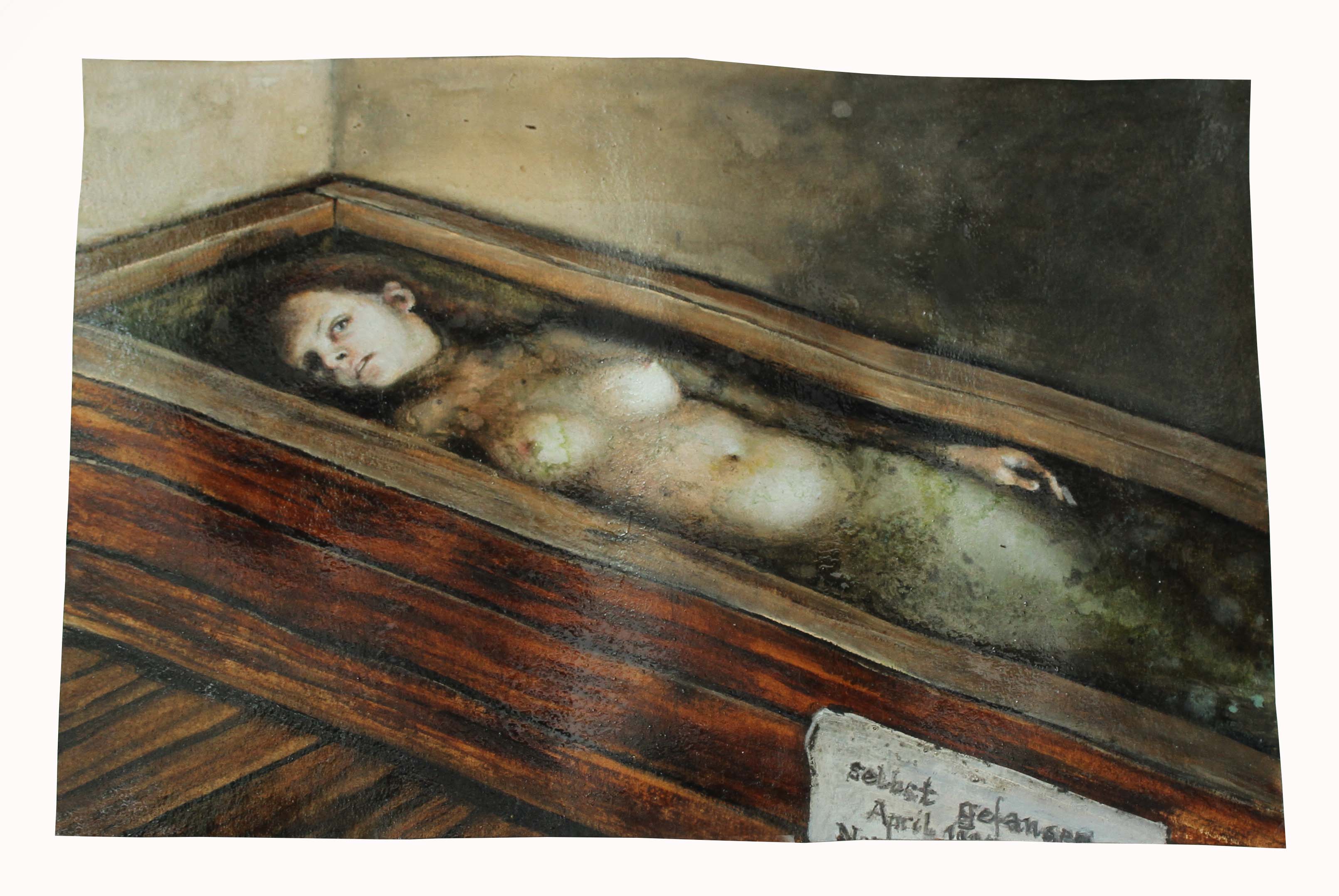 selbst gefangen im April, 2018, 35 x 50 cm, O_l auf Papier